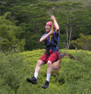 Dana ziplining in Kauai